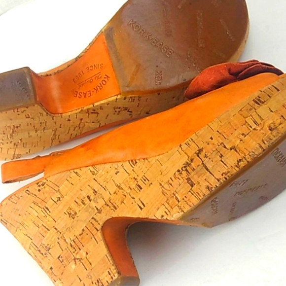 Kork-Ease Carmel Leather Flowered "4 Platform Slings - Picture 4 of 11